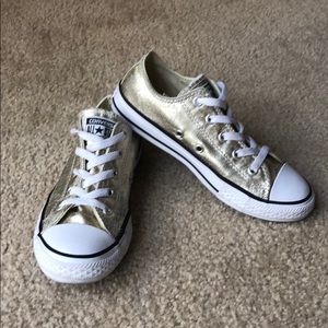 EUC gold metallic Converse All Stars